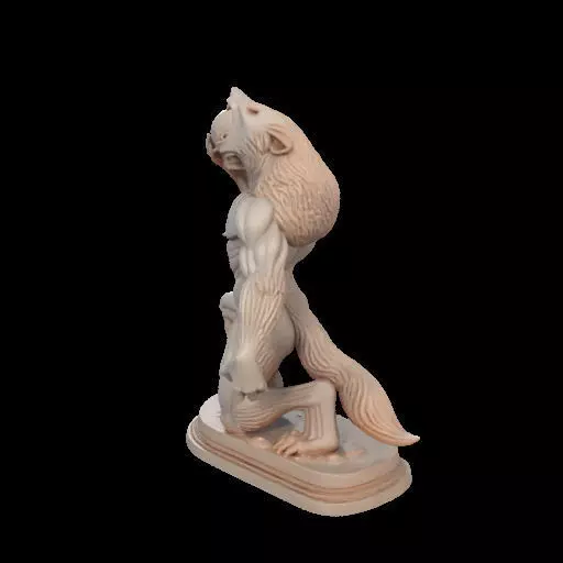 2026  Ivory Werewolf Howling with Skull  3D Model 3D print model_19