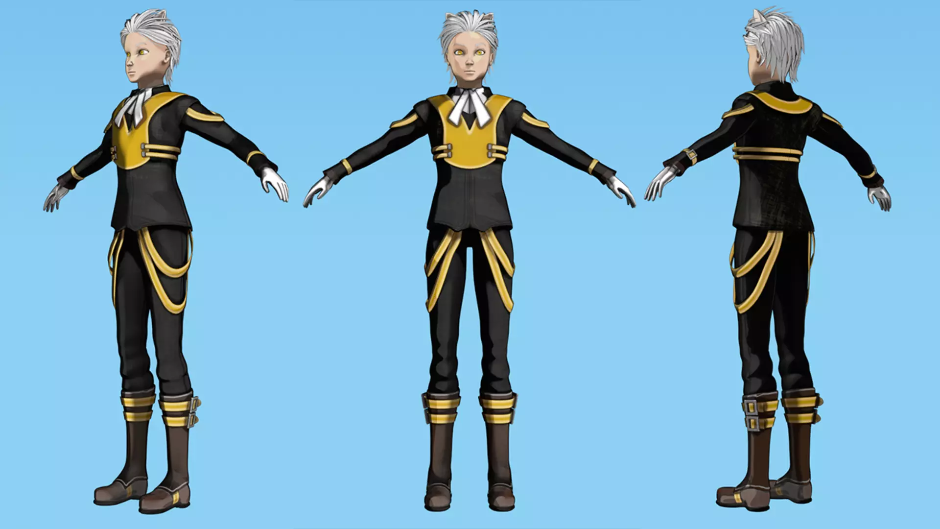 Neko Male Character Acrobatic Stunt animation Low-poly 3D model_3