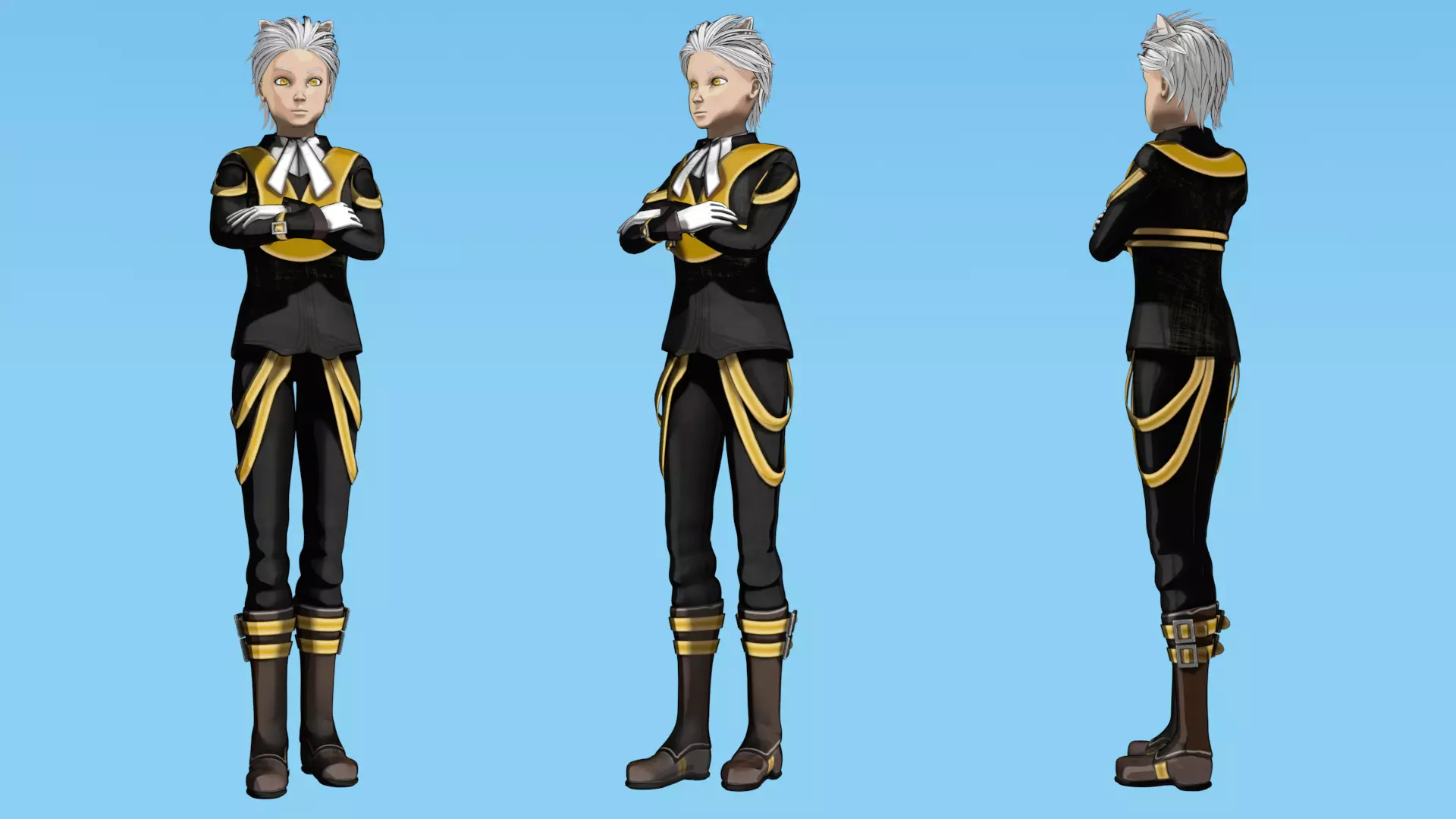 Neko Male Character Acrobatic Stunt animation Low-poly 3D model_2