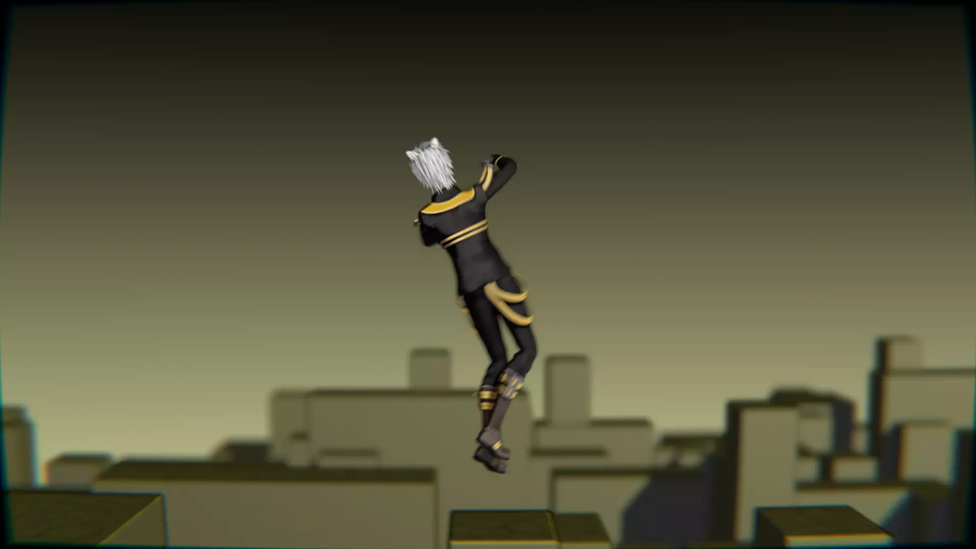 Neko Male Character Acrobatic Stunt animation Low-poly 3D model_34