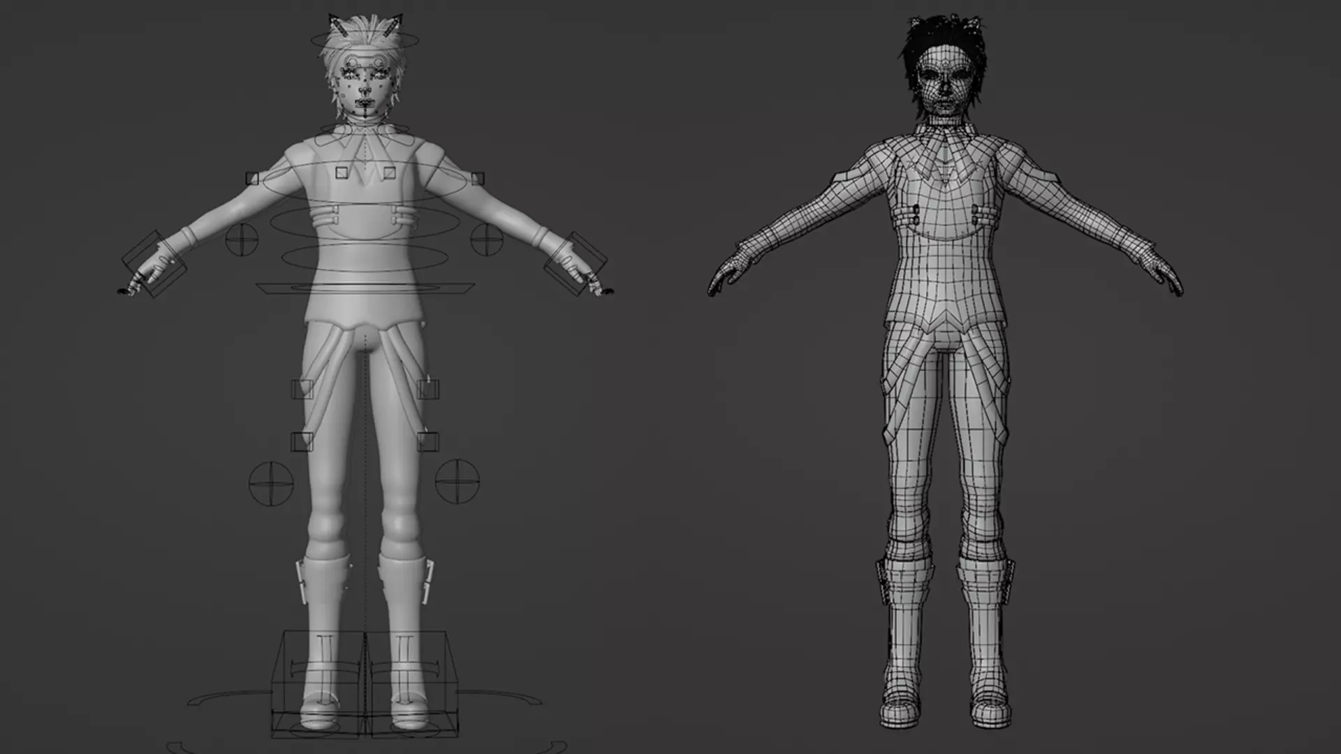 Neko Male Character Acrobatic Stunt animation Low-poly 3D model_4