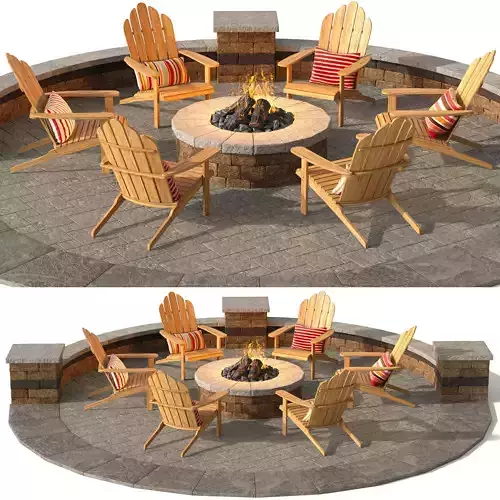 Lounge area and fire pit 4 3D model