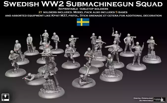 Swedish WW2 Submachinegun Squad Early-War Era