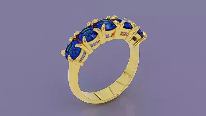 Round cut five stone ring