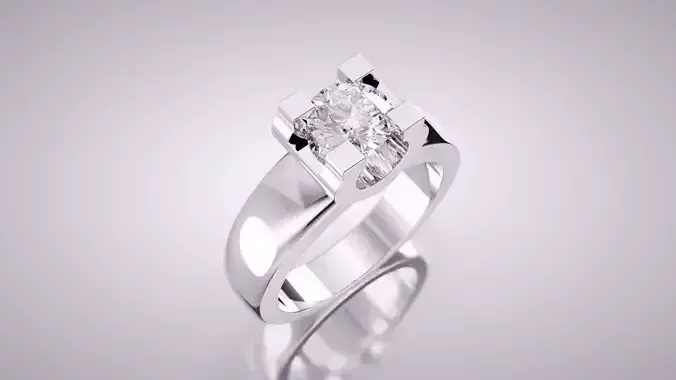 Modern Solitaire Engagement Ring with Square Prongs