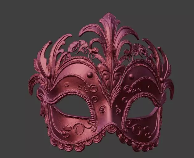 Red Masquerade Mask Venetian Style Costume Party Wear 3D print model_3