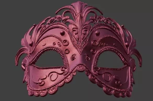 Red Masquerade Mask Venetian Style Costume Party Wear 3D print model_4