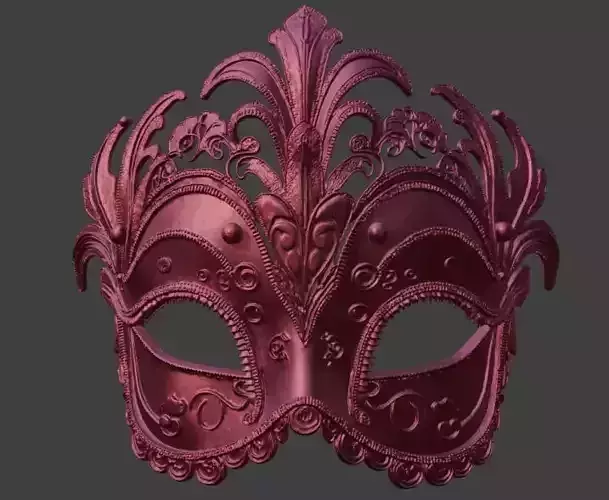 Red Masquerade Mask Venetian Style Costume Party Wear 3D print model Red Masquerade Mask Venetian Style Costume Party Wear 3D print model