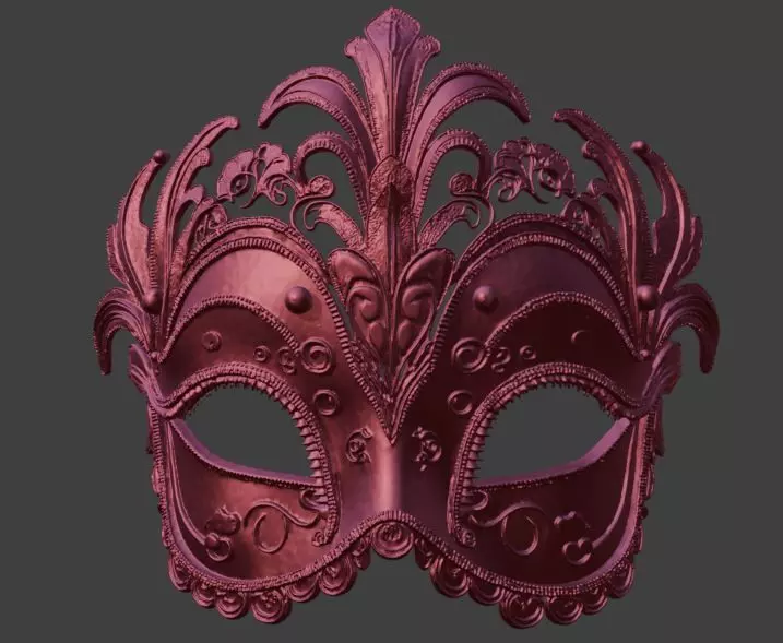 Red Masquerade Mask Venetian Style Costume Party Wear 3D print model_0