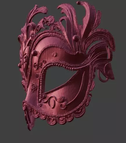 Red Masquerade Mask Venetian Style Costume Party Wear 3D print model_1