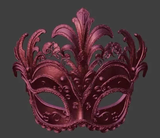Red Masquerade Mask Venetian Style Costume Party Wear 3D print model_5