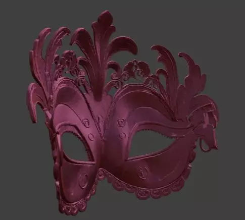 Red Masquerade Mask Venetian Style Costume Party Wear 3D print model_2