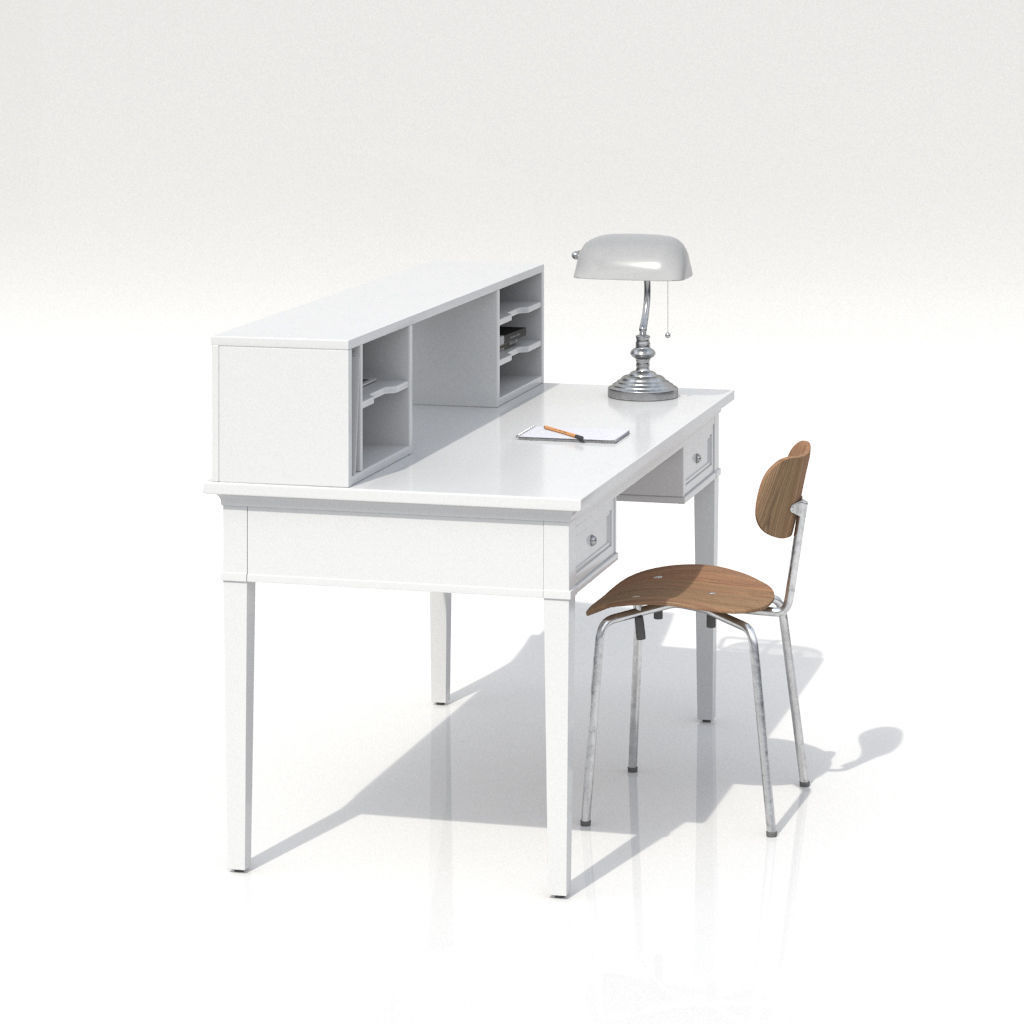 Work Desk Classic White 3d Cgtrader Work Desk Classic White 3d Model Obj Fbx Ma Mb 3