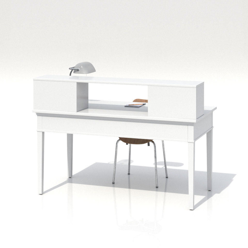 Work Desk Classic White 3D model_3