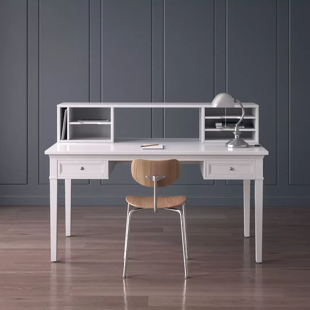 Work Desk Classic White 3D model_0