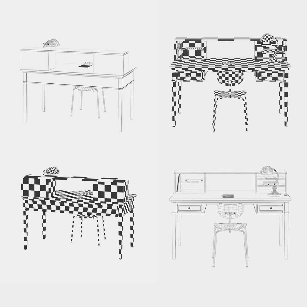 Work Desk Classic White 3D model_4