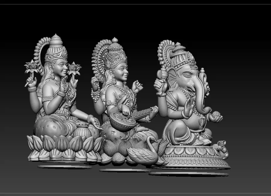 Laxmi Ganesh Saraswati  3D print model 3D print model_3