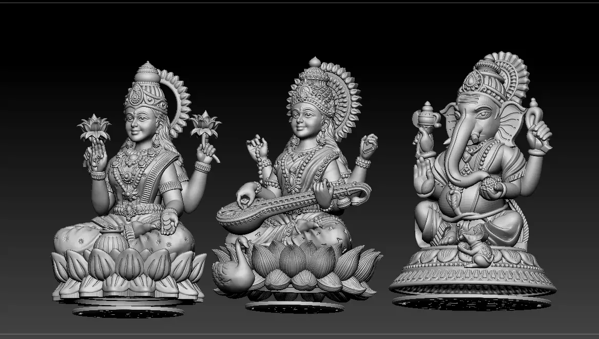 Laxmi Ganesh Saraswati  3D print model 3D print model_23