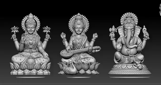 Laxmi Ganesh Saraswati  3D print model