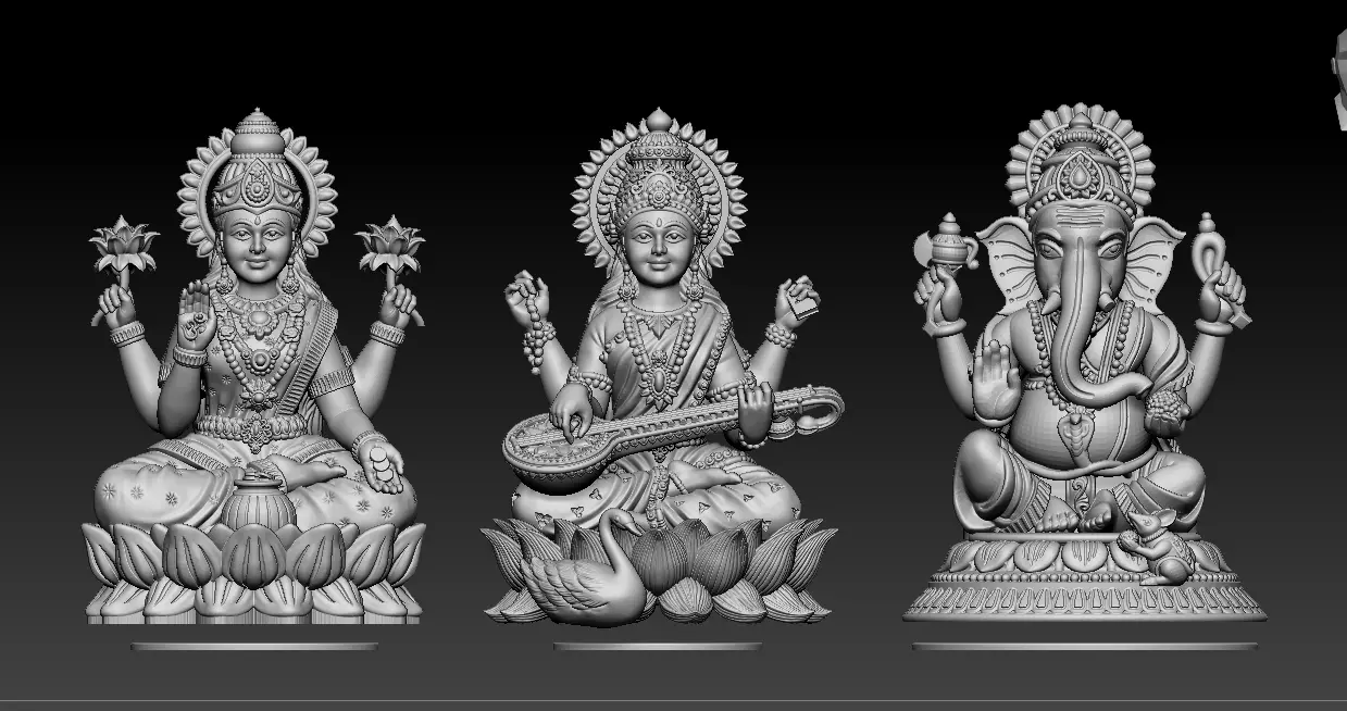Laxmi Ganesh Saraswati  3D print model 3D print model_0