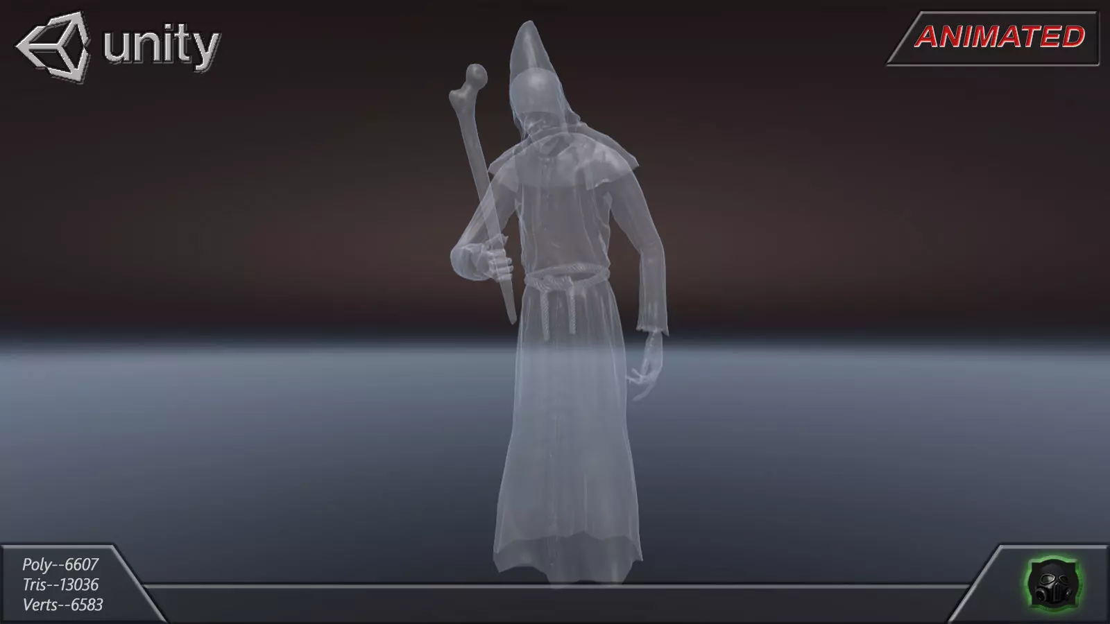 Fantasy character 11--Ghost Low-poly 3D model_4