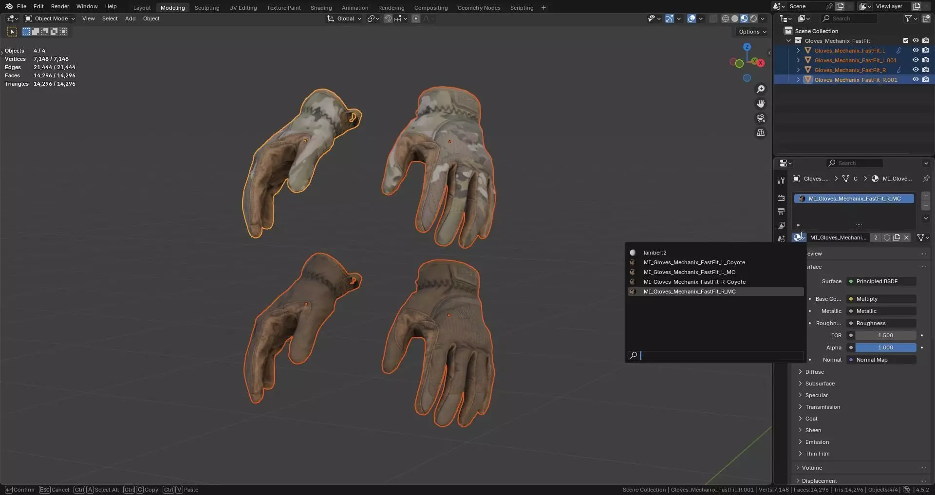 MECHANIX FASTFIT GLOVES Low-poly 3D model_8