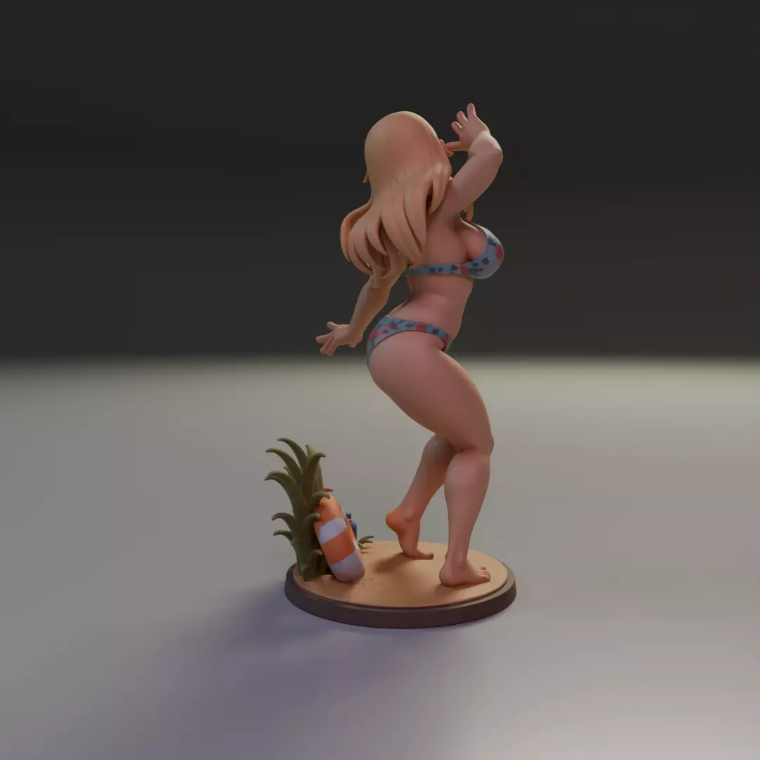 beach bikini pin-up 3D print model_6