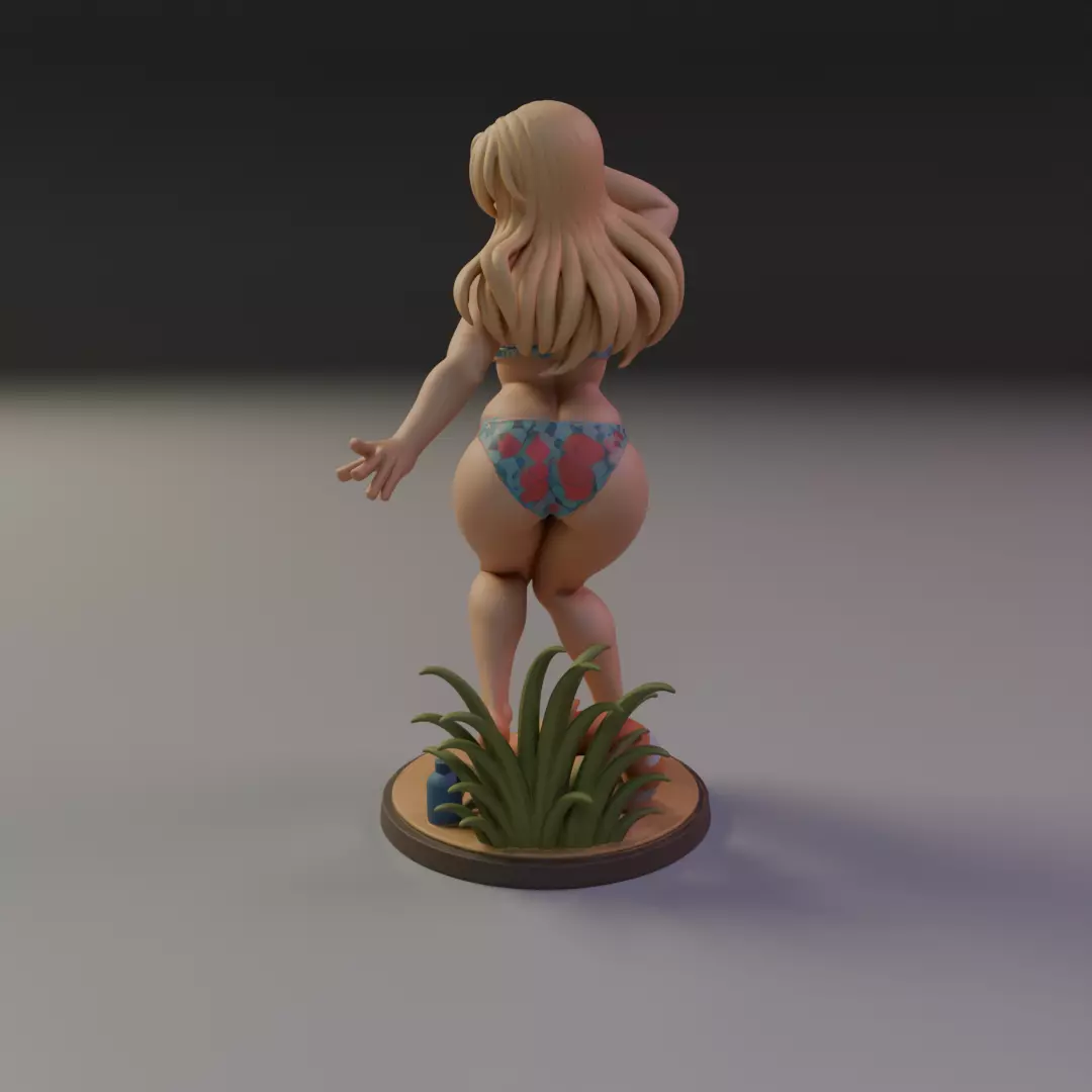 beach bikini pin-up 3D print model_4