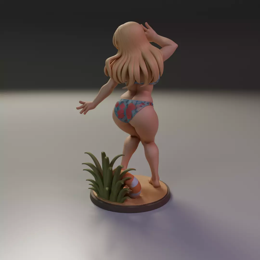 beach bikini pin-up 3D print model_8
