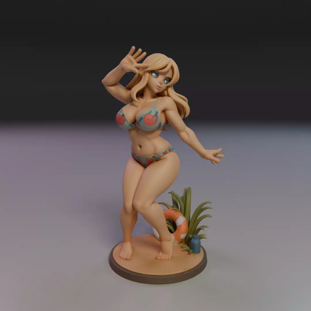 beach bikini pin-up 3D print model_12