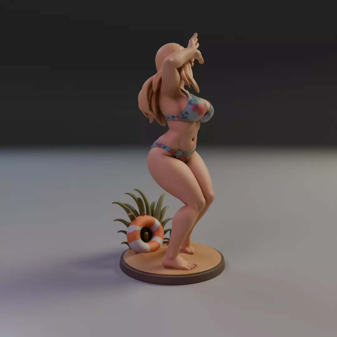 beach bikini pin-up 3D print model_14