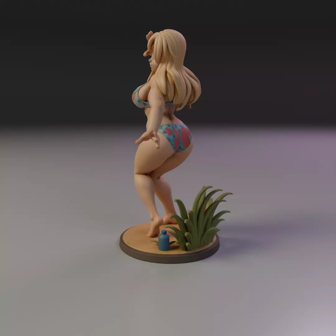 beach bikini pin-up 3D print model_10