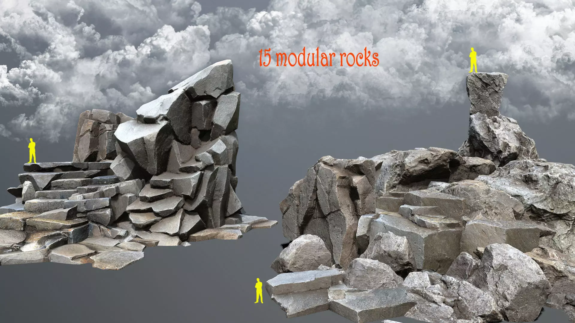 sea rocks Low-poly 3D model_0