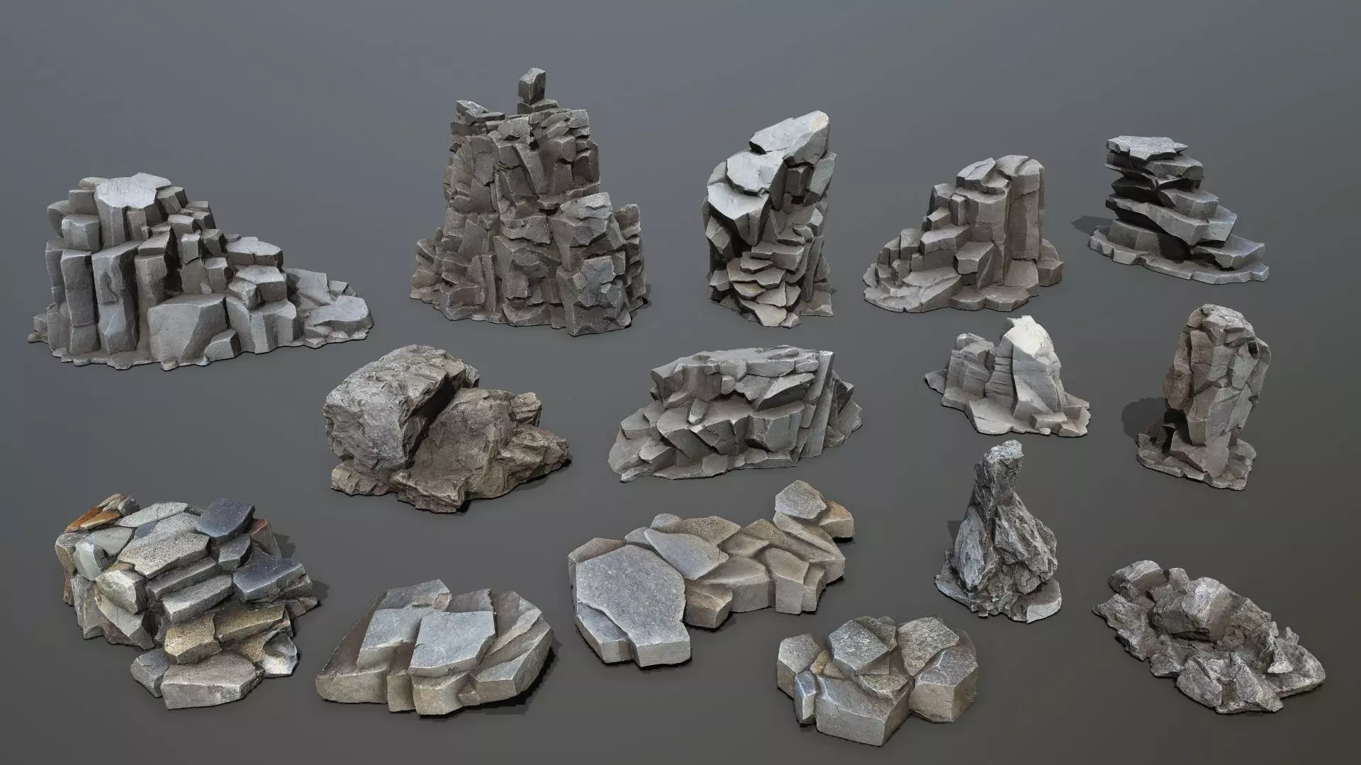 sea rocks Low-poly 3D model_1