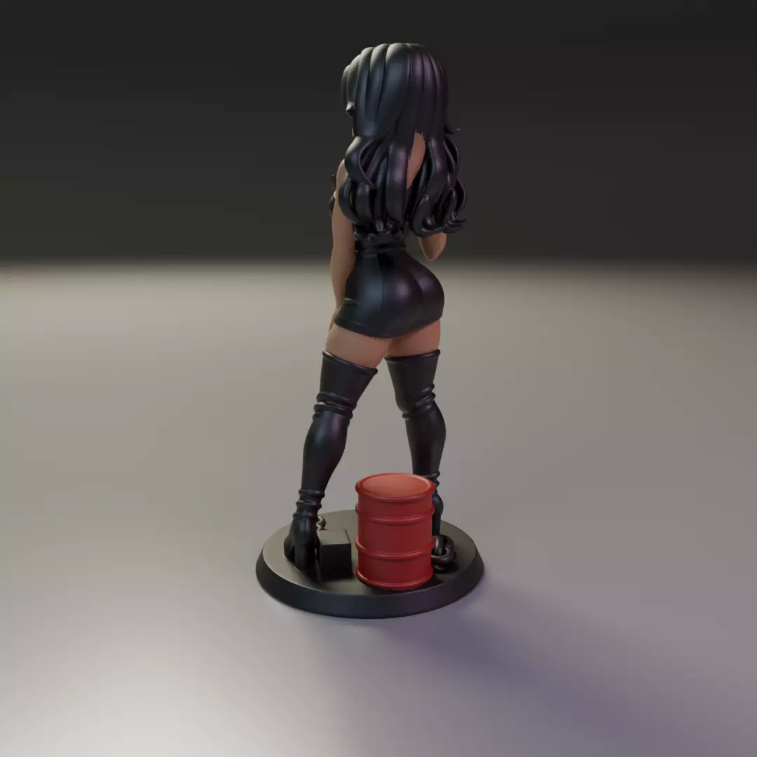 pin-up anime black leather 3D print model_7