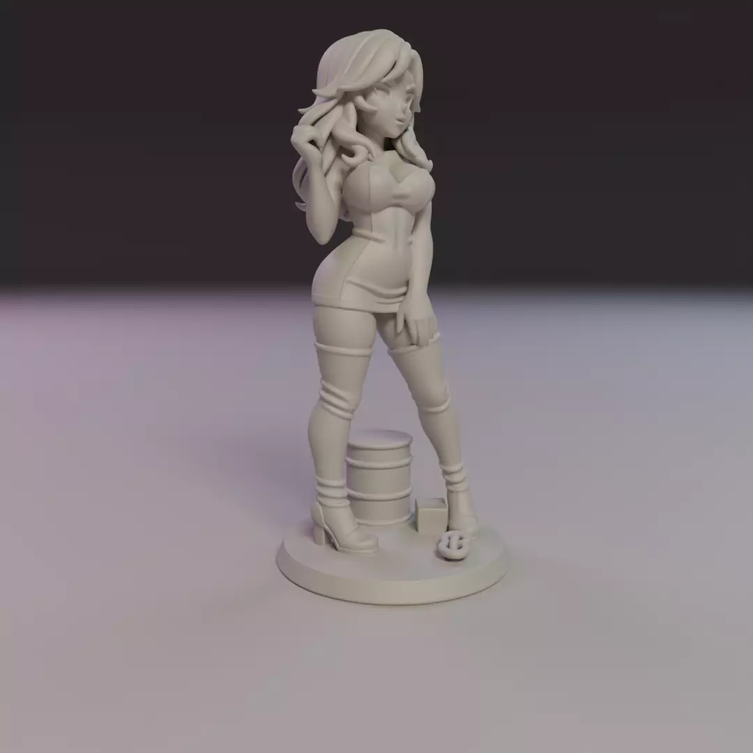 pin-up anime black leather 3D print model_12