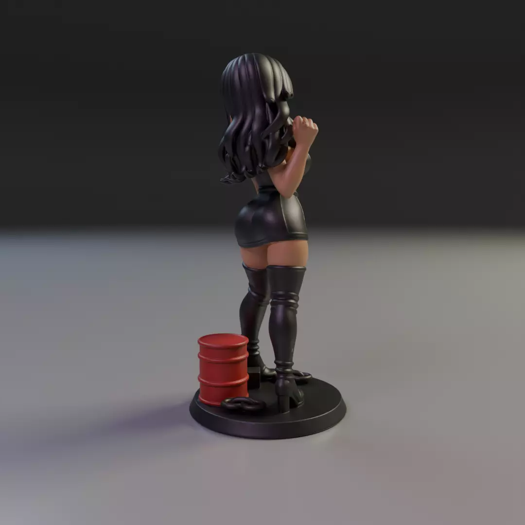 pin-up anime black leather 3D print model_13