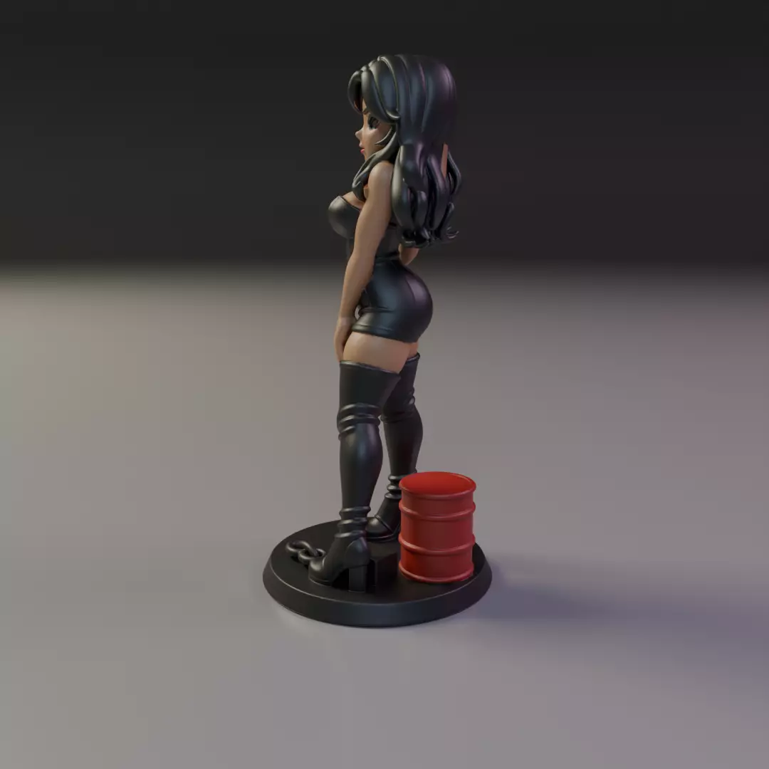 pin-up anime black leather 3D print model_3