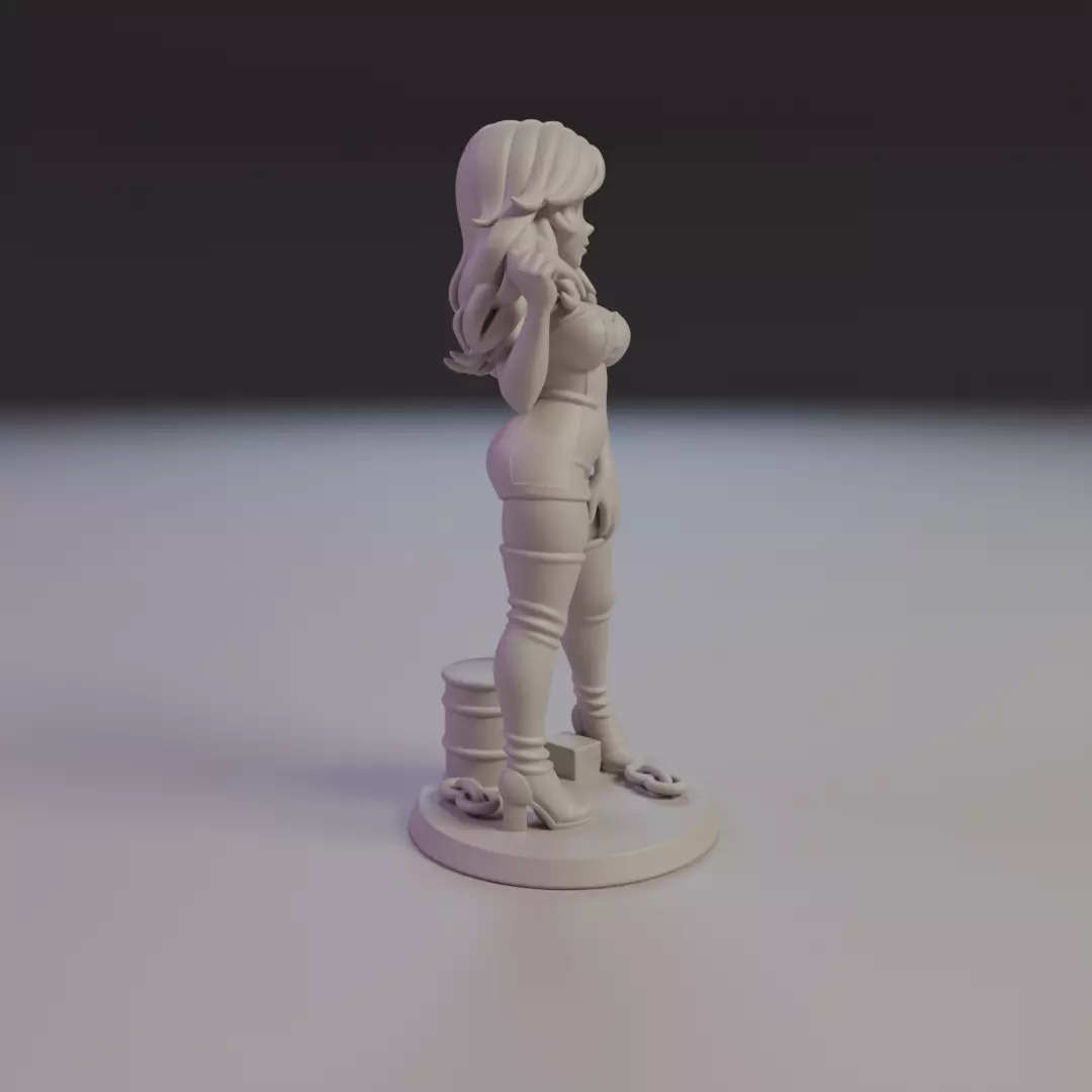 pin-up anime black leather 3D print model_2