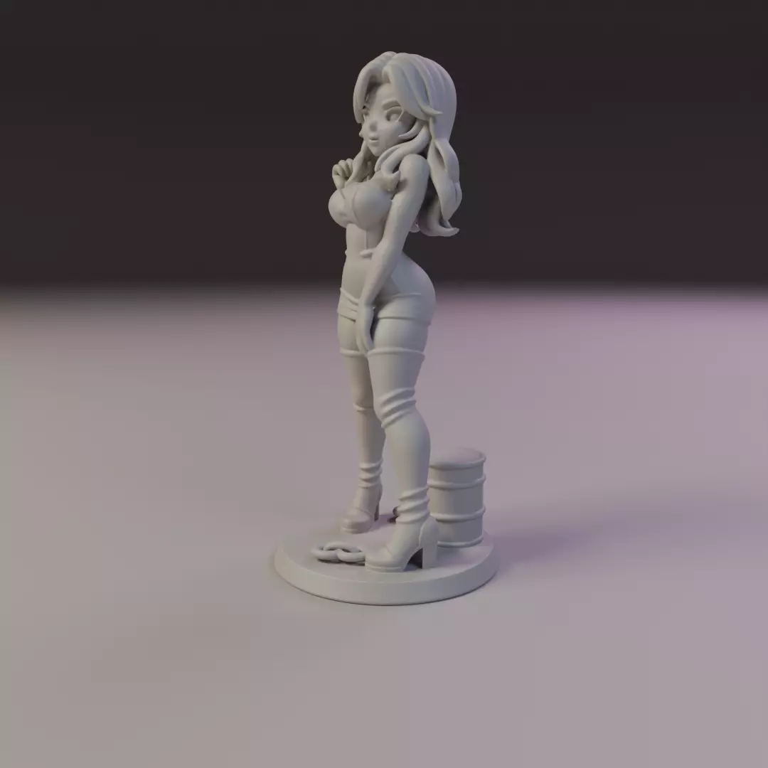 pin-up anime black leather 3D print model_10