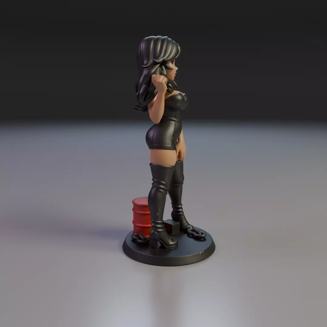 pin-up anime black leather 3D print model_1