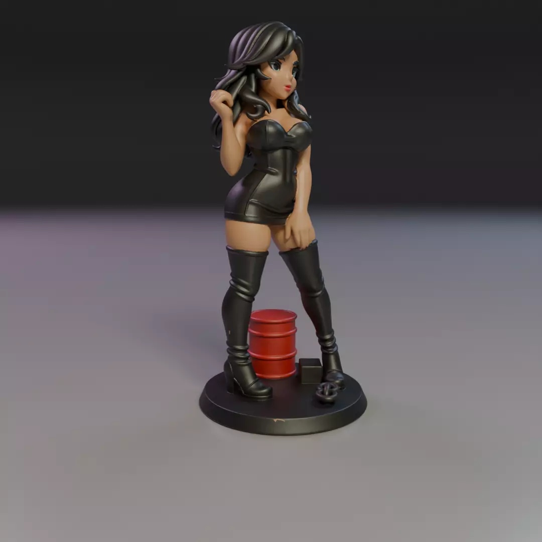 pin-up anime black leather 3D print model_11