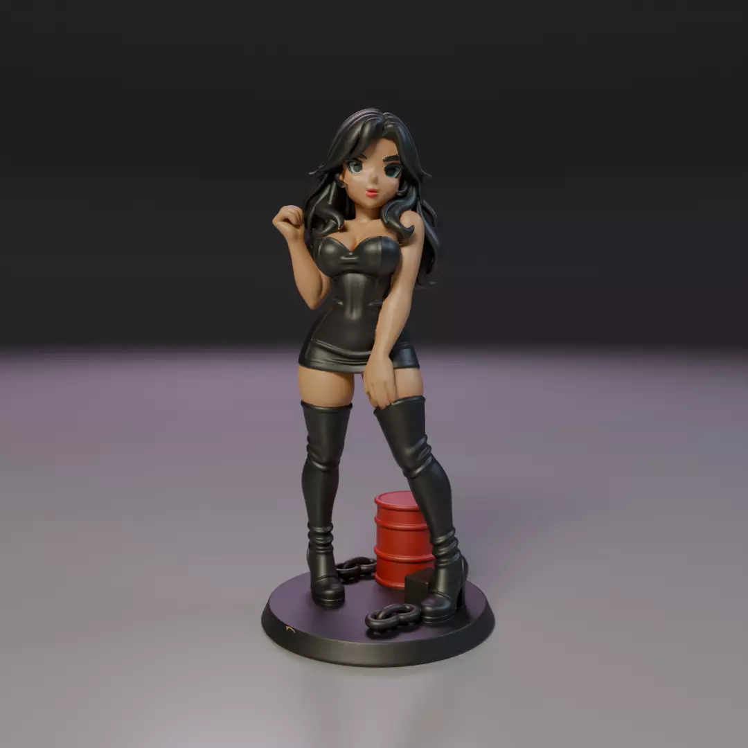 pin-up anime black leather 3D print model_15
