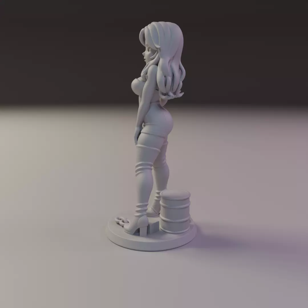 pin-up anime black leather 3D print model_4