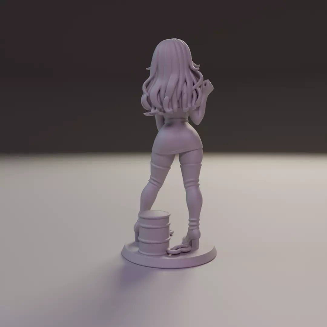 pin-up anime black leather 3D print model_6