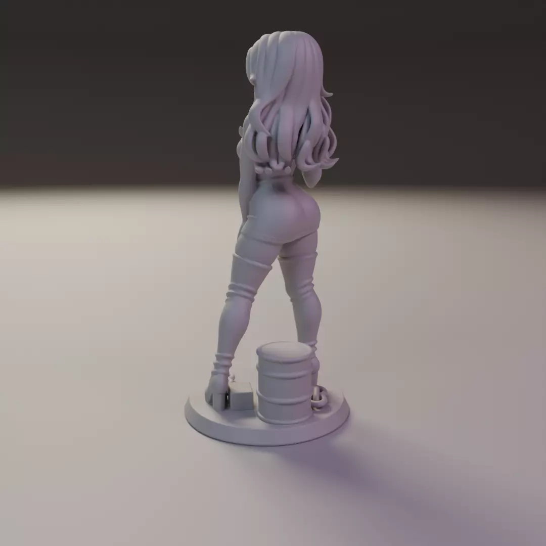 pin-up anime black leather 3D print model_8
