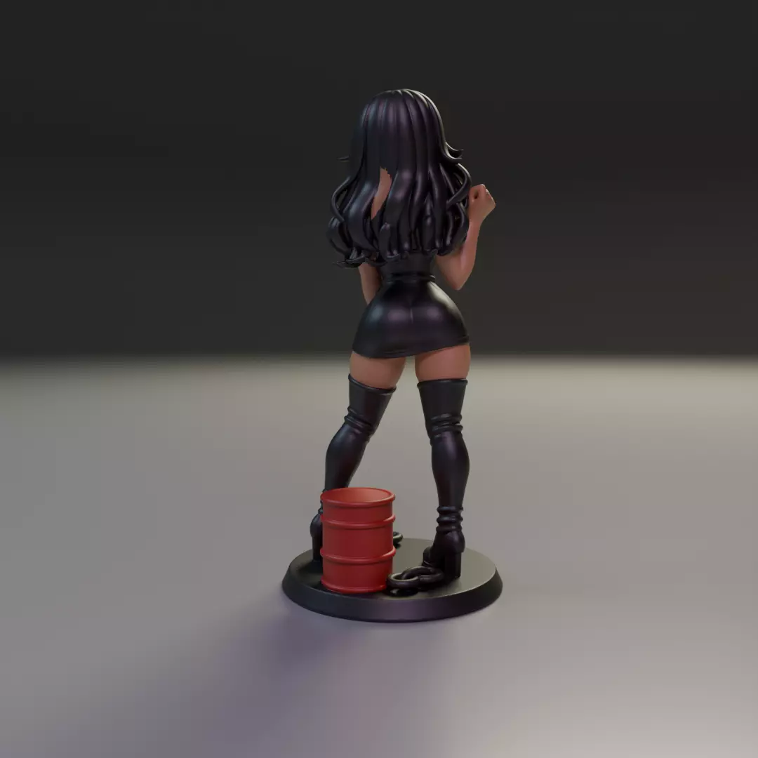 pin-up anime black leather 3D print model_5