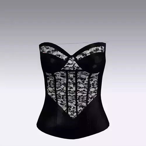 corset lace fabric center detail Low-poly 3D model
