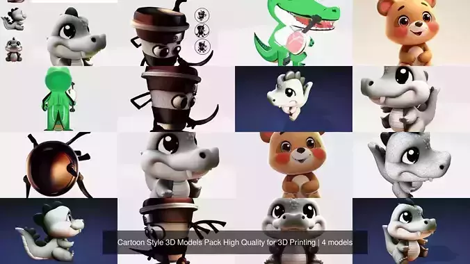 Cartoon Style 3D Models Pack High Quality for 3D Printing 3D Model Collection