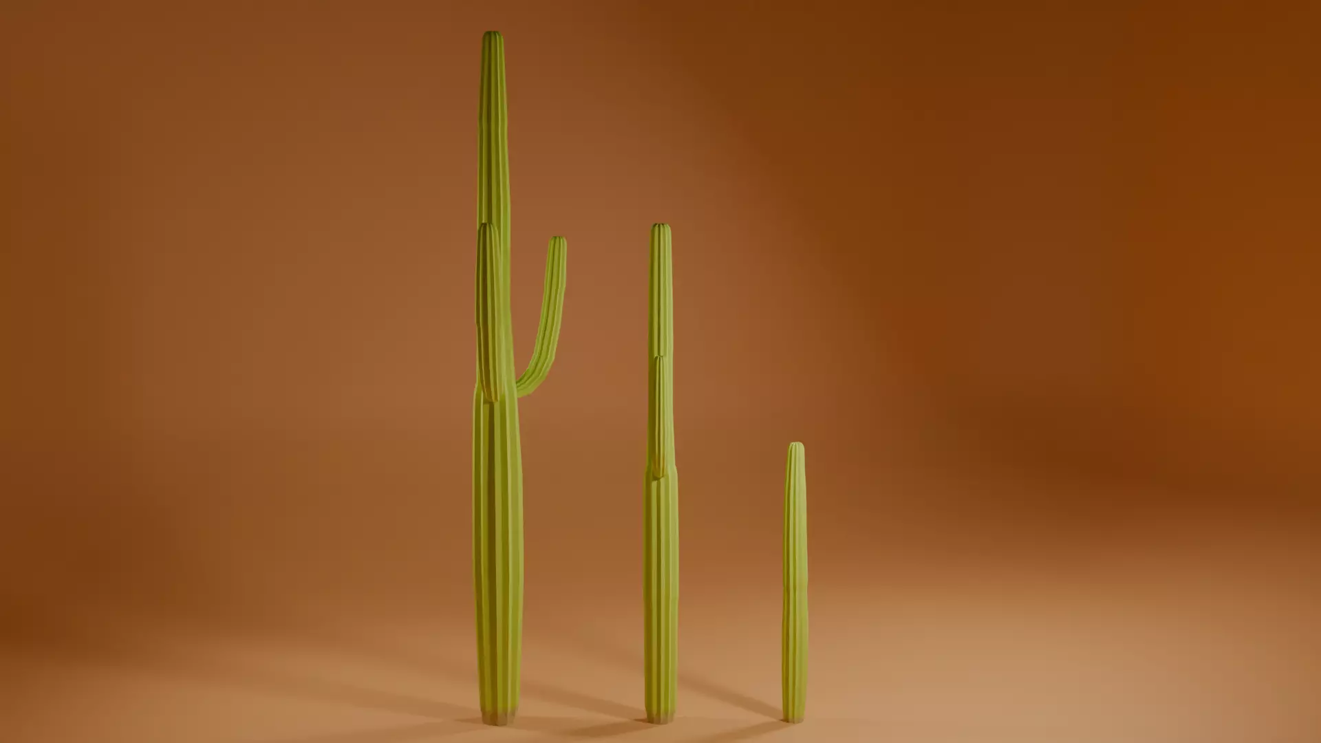 3 cactus low poly Free low-poly 3D model_0